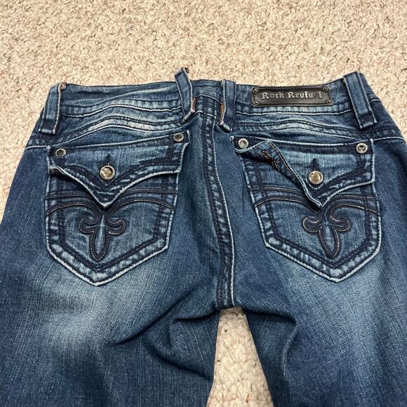 Rock Revival Gwen Boot Cut Jeans Sz 30 Dark Wash Denim Low Rise Retro - Picture 8 of 10